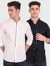 Mens Shoulder Piping Full Sleeve Shirt (Pack 2)